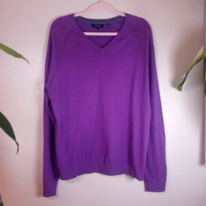 Ted Baker Purple Grey V Neck Cotton Blend Classic New Preppy Academia Sweater 5
